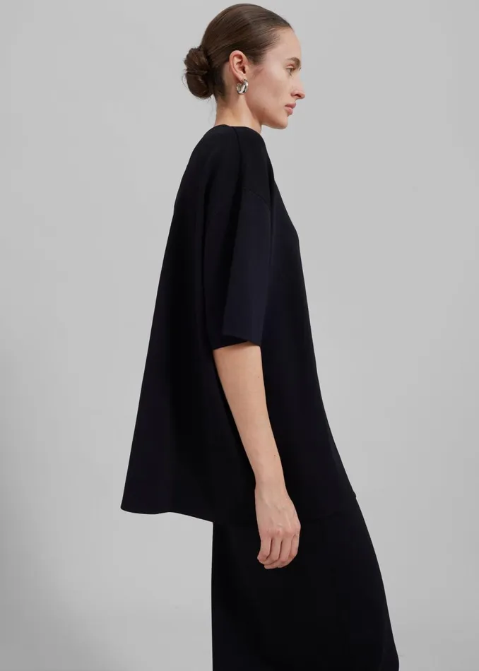 Women The Frankie Shop Tops Lenny Knit Boxy Tee Black