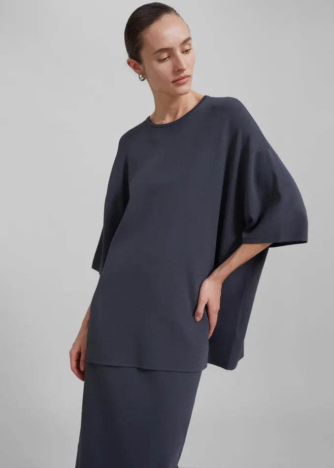 Women The Frankie Shop Tops Lenny Knit Boxy Tee Grey