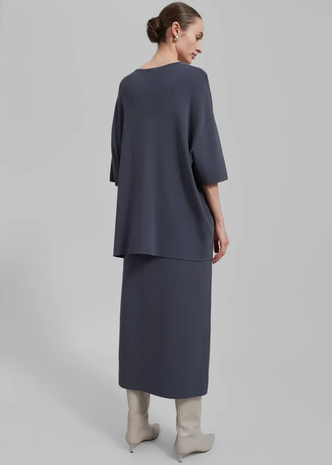 Women The Frankie Shop Tops Lenny Knit Boxy Tee Grey
