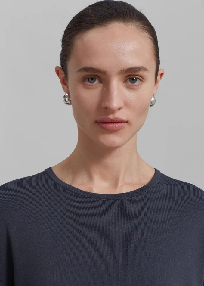 Women The Frankie Shop Tops Lenny Knit Boxy Tee Grey