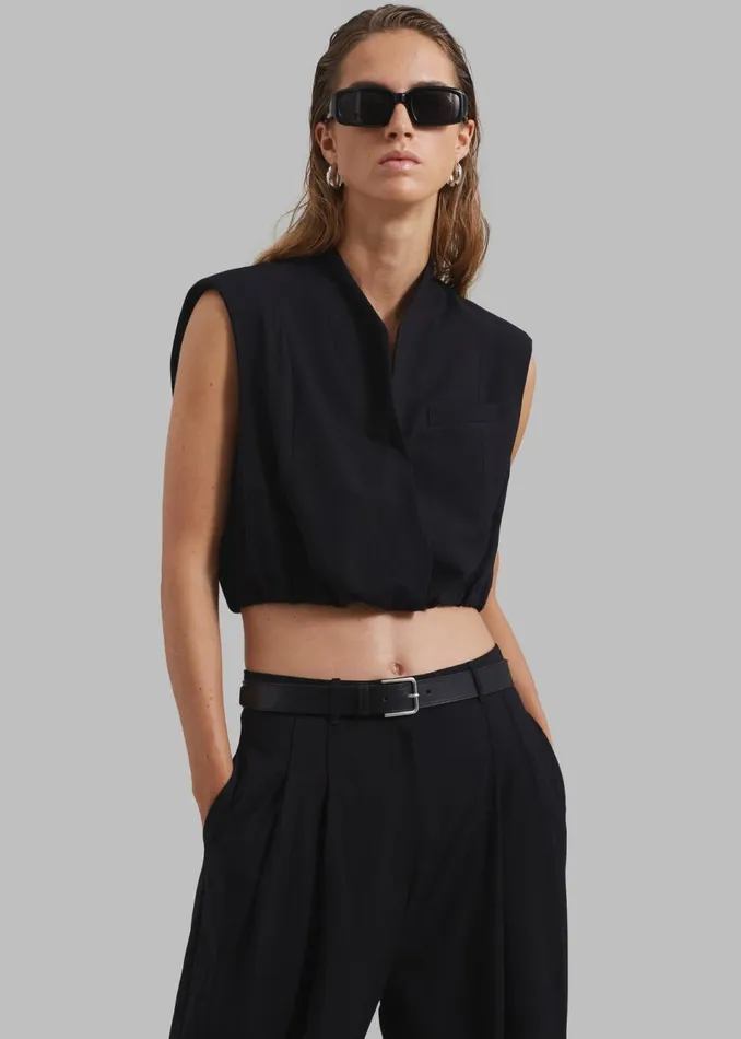 Women The Frankie Shop Tops Lilly Cropped Vest Black