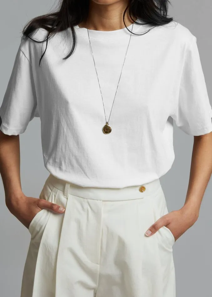 Women The Frankie Shop Tops Lilou Simple Tee Optic White