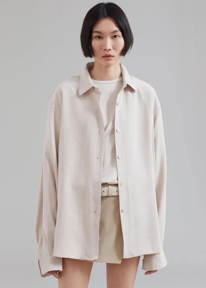 Women The Frankie Shop Tops Lotta Fluid Shirt Beige