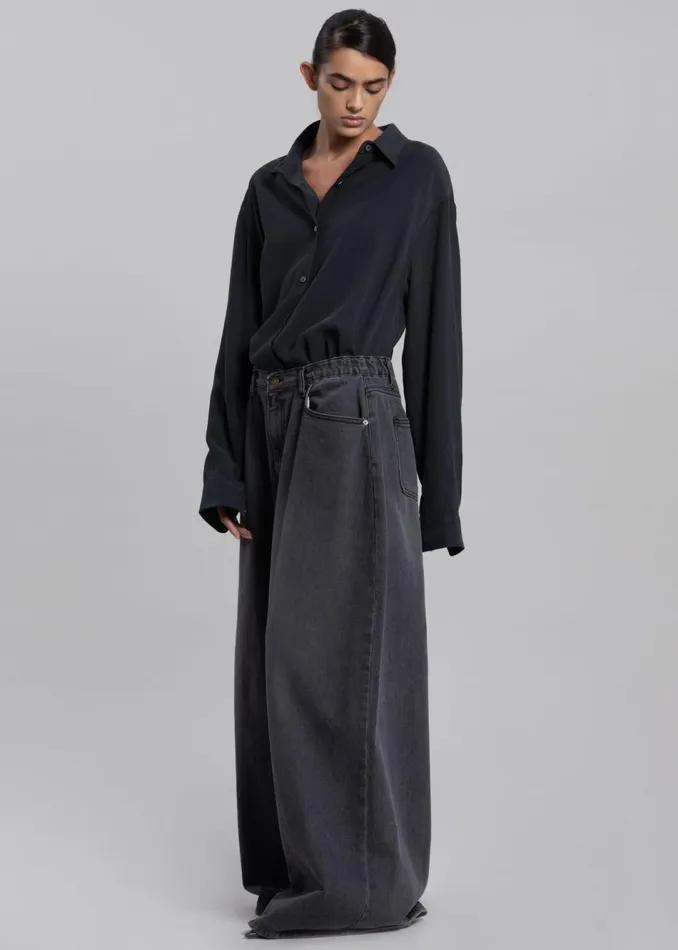 Women The Frankie Shop Tops Lotta Fluid Shirt Charcoal