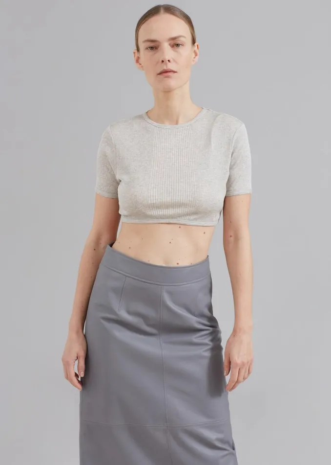 Women The Frankie Shop Tops Loulou Studio Adas Cropped Top Grey Melange