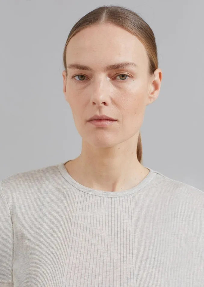 Women The Frankie Shop Tops Loulou Studio Adas Cropped Top Grey Melange