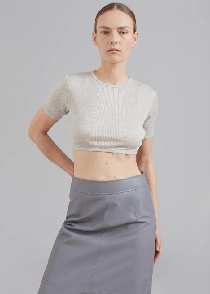 Women The Frankie Shop Tops Loulou Studio Adas Cropped Top Grey Melange