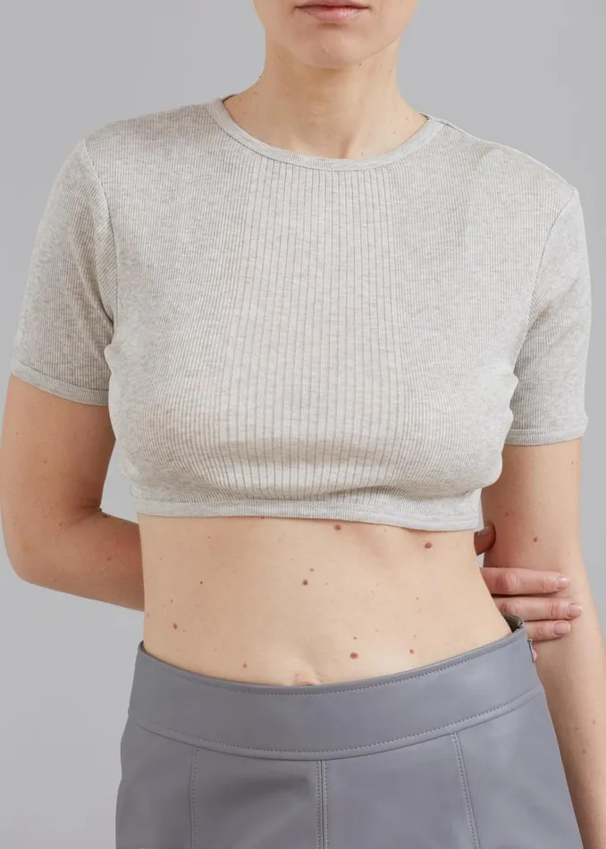Women The Frankie Shop Tops Loulou Studio Adas Cropped Top Grey Melange