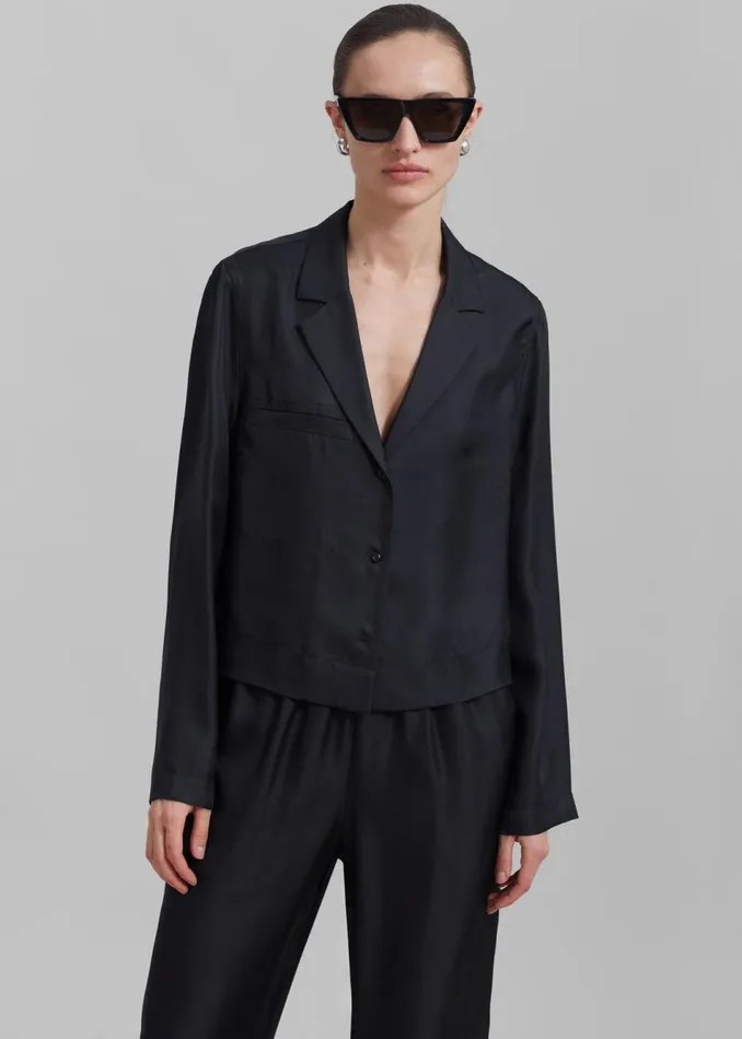Women The Frankie Shop Tops Loulou Studio Aloma Shirt Black