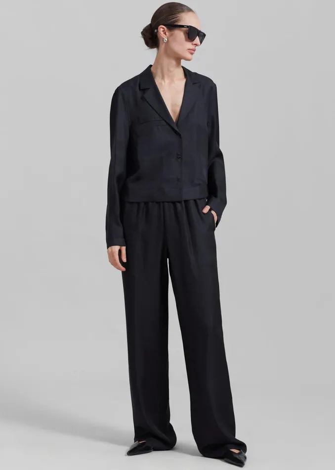 Women The Frankie Shop Tops Loulou Studio Aloma Shirt Black