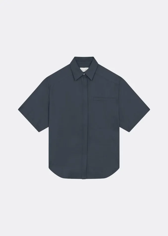 Women The Frankie Shop Tops Loulou Studio Moheli Short Sleeve Shirt Fjord Grey