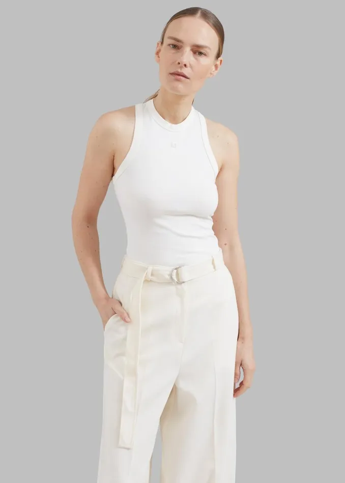 Women The Frankie Shop Tops Low Classic Jersey Sleeveless Top Ivory