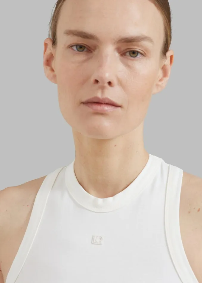 Women The Frankie Shop Tops Low Classic Jersey Sleeveless Top Ivory