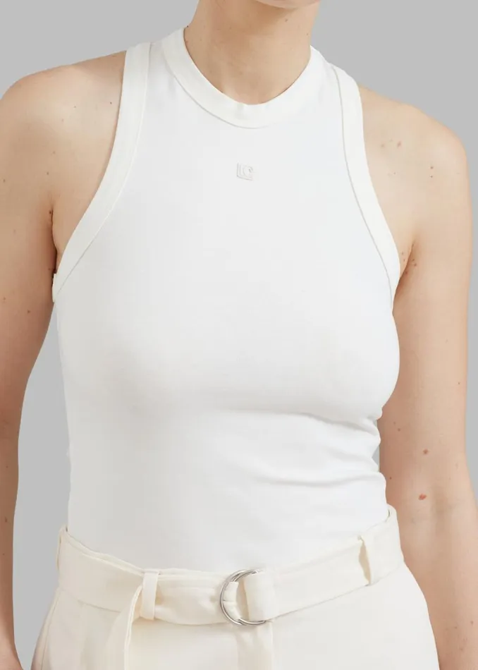 Women The Frankie Shop Tops Low Classic Jersey Sleeveless Top Ivory