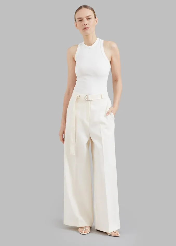 Women The Frankie Shop Tops Low Classic Jersey Sleeveless Top Ivory