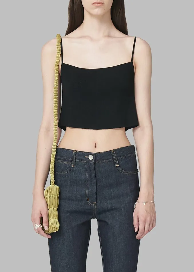 Women The Frankie Shop Tops Low Classic Knitted Sleeveless Crop Top Black