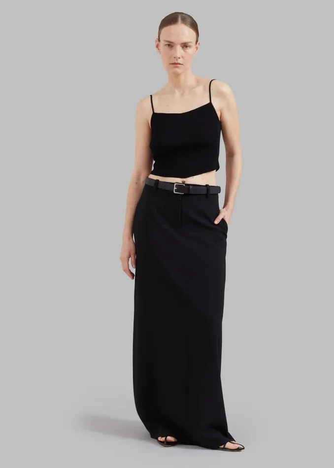 Women The Frankie Shop Tops Low Classic Knitted Sleeveless Crop Top Black