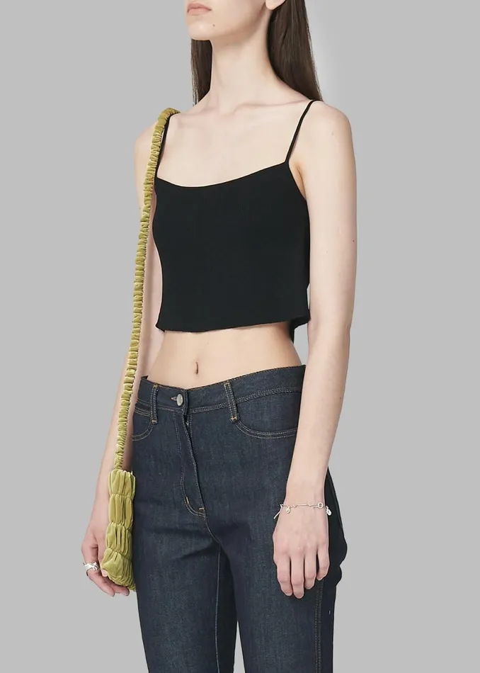 Women The Frankie Shop Tops Low Classic Knitted Sleeveless Crop Top Black