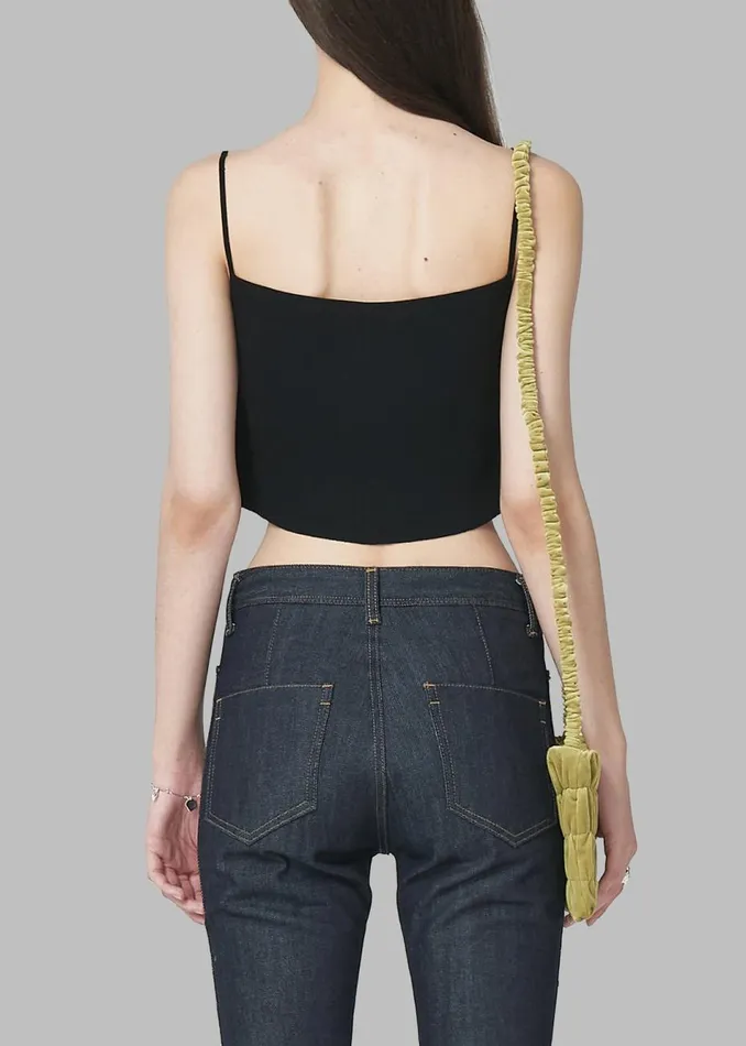 Women The Frankie Shop Tops Low Classic Knitted Sleeveless Crop Top Black