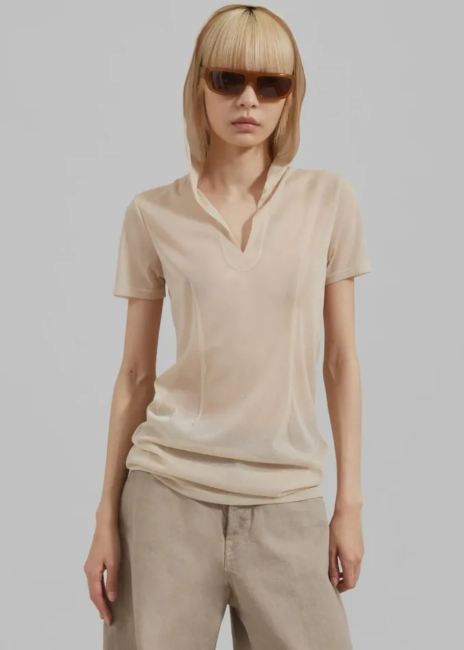 Women The Frankie Shop Tops Low Classic SeeThrough Hoodie Light Beige