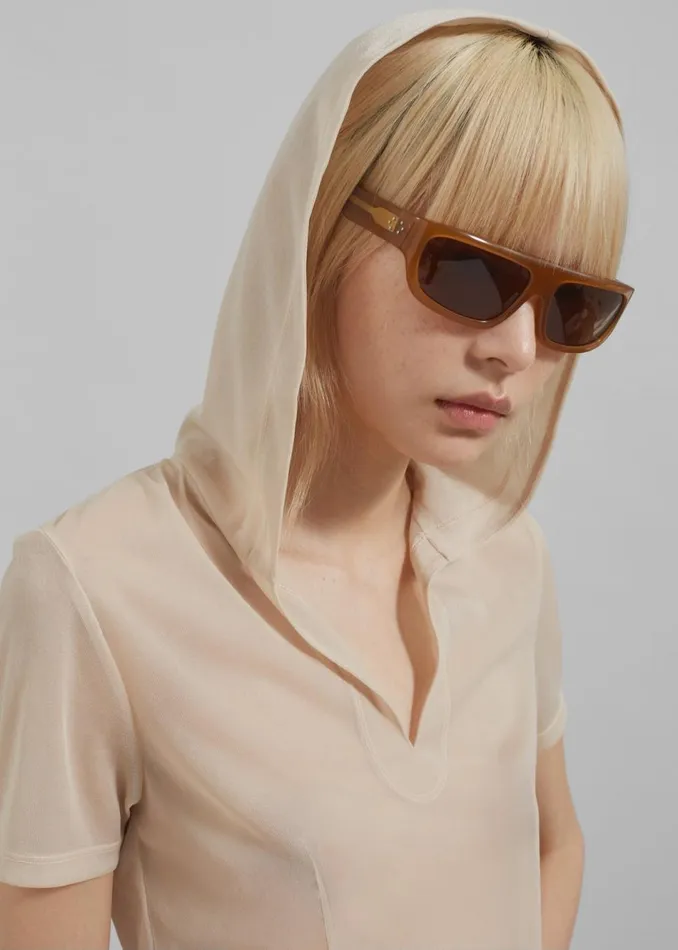 Women The Frankie Shop Tops Low Classic SeeThrough Hoodie Light Beige