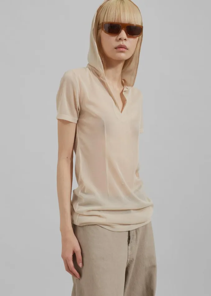 Women The Frankie Shop Tops Low Classic SeeThrough Hoodie Light Beige