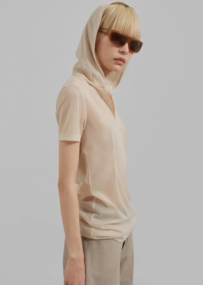 Women The Frankie Shop Tops Low Classic SeeThrough Hoodie Light Beige