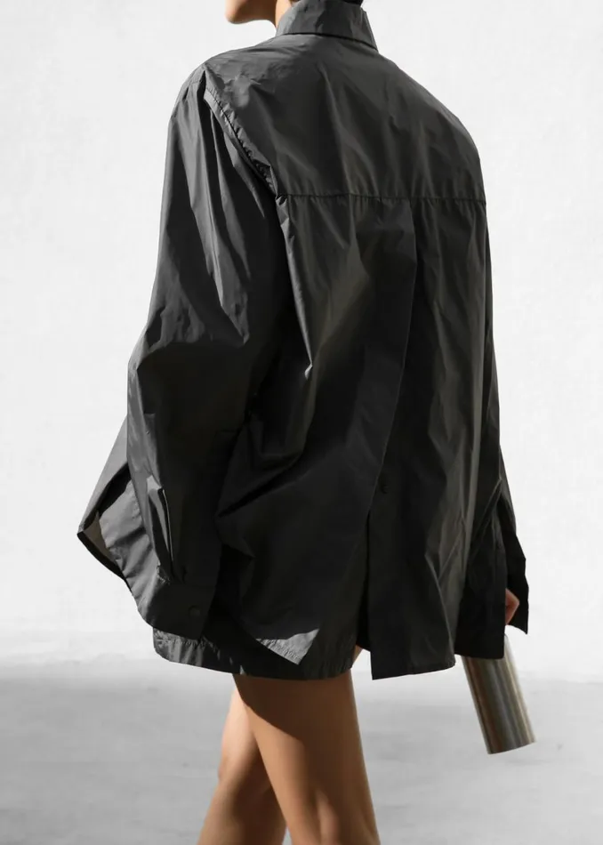 Women The Frankie Shop Tops Lucy Open Back Oversized Shirt Charcoal
