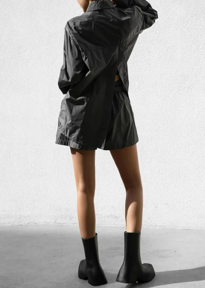 Women The Frankie Shop Tops Lucy Open Back Oversized Shirt Charcoal