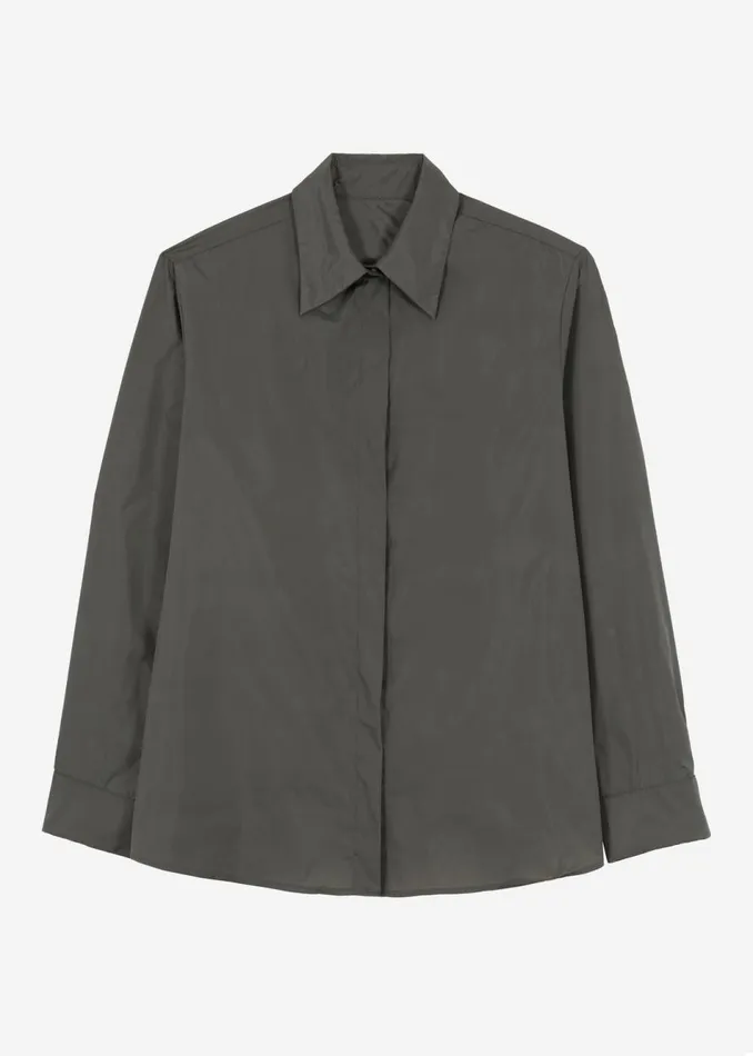 Women The Frankie Shop Tops Lucy Open Back Oversized Shirt Charcoal