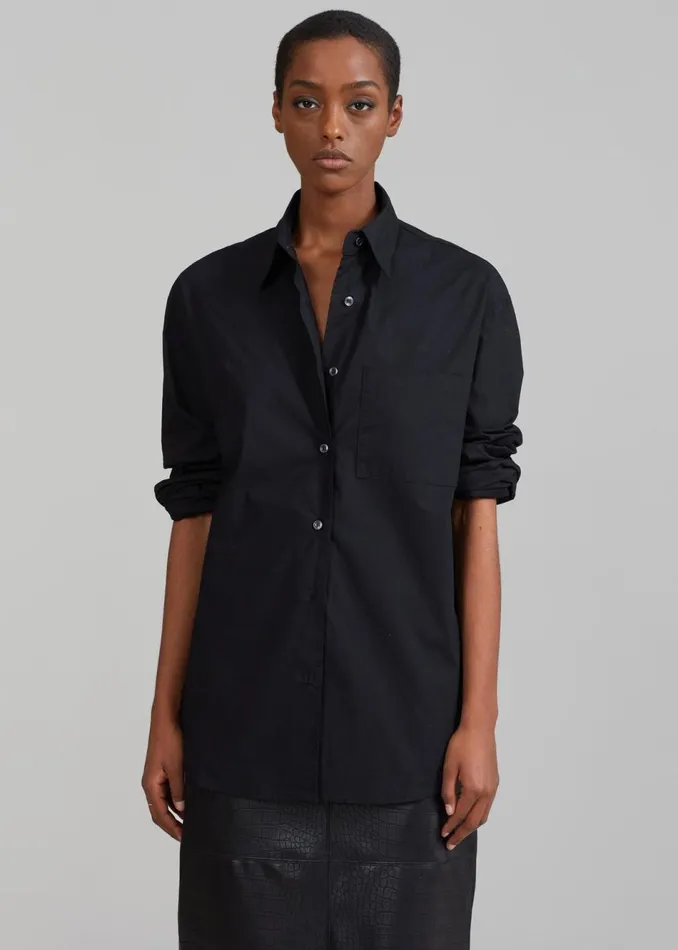 Women The Frankie Shop Tops Lui Organic Cotton Shirt Black