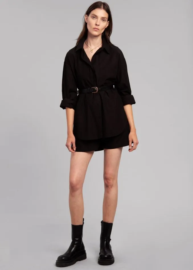 Women The Frankie Shop Tops Lui Organic Cotton Shirt Black