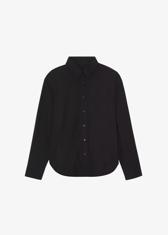 Women The Frankie Shop Tops Lui Organic Cotton Shirt Black