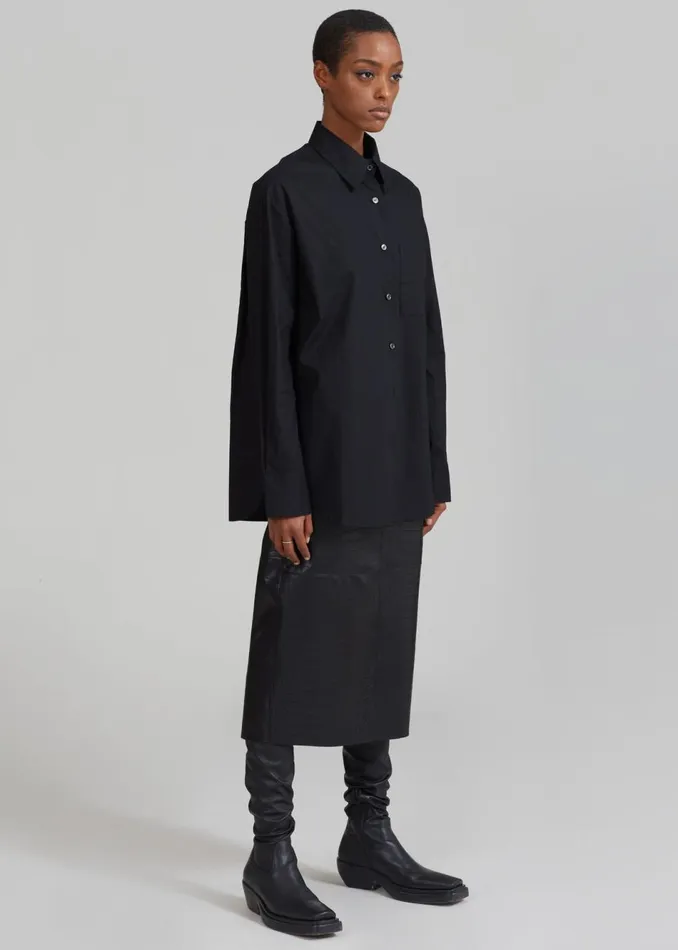Women The Frankie Shop Tops Lui Organic Cotton Shirt Black