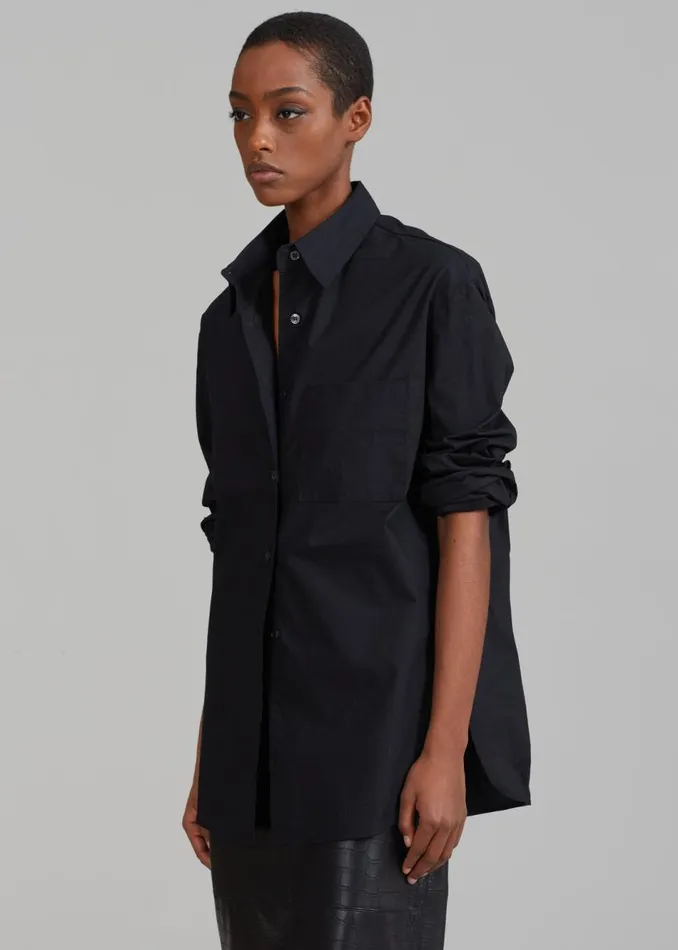 Women The Frankie Shop Tops Lui Organic Cotton Shirt Black
