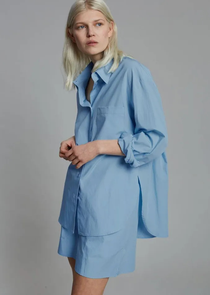Women The Frankie Shop Tops Lui Organic Cotton Shirt Blue