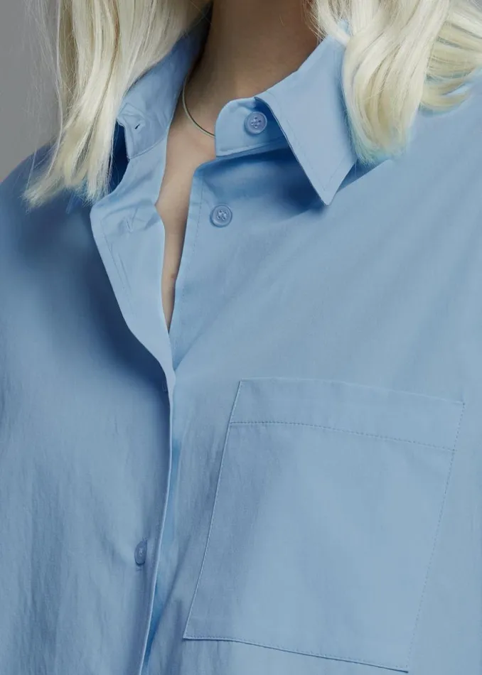 Women The Frankie Shop Tops Lui Organic Cotton Shirt Blue
