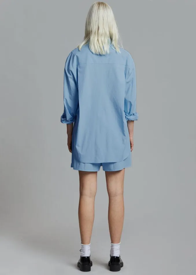 Women The Frankie Shop Tops Lui Organic Cotton Shirt Blue