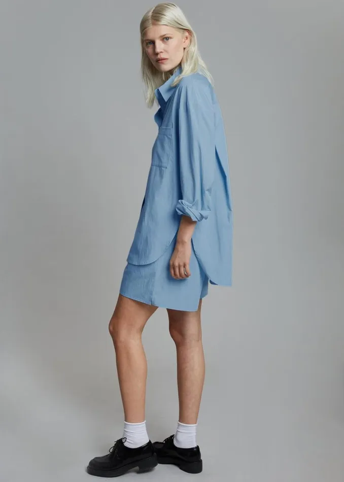 Women The Frankie Shop Tops Lui Organic Cotton Shirt Blue