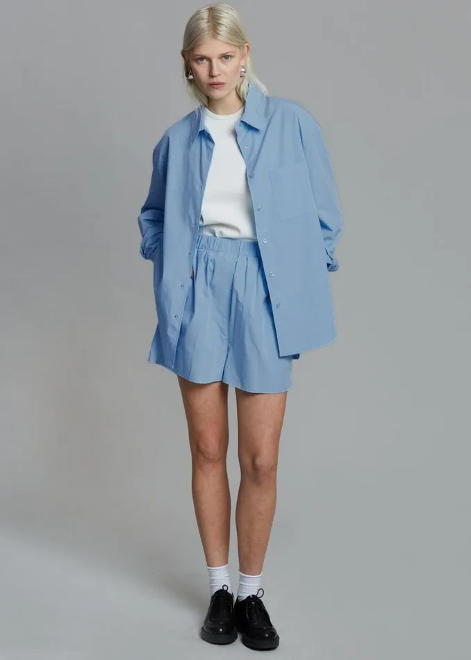 Women The Frankie Shop Tops Lui Organic Cotton Shirt Blue