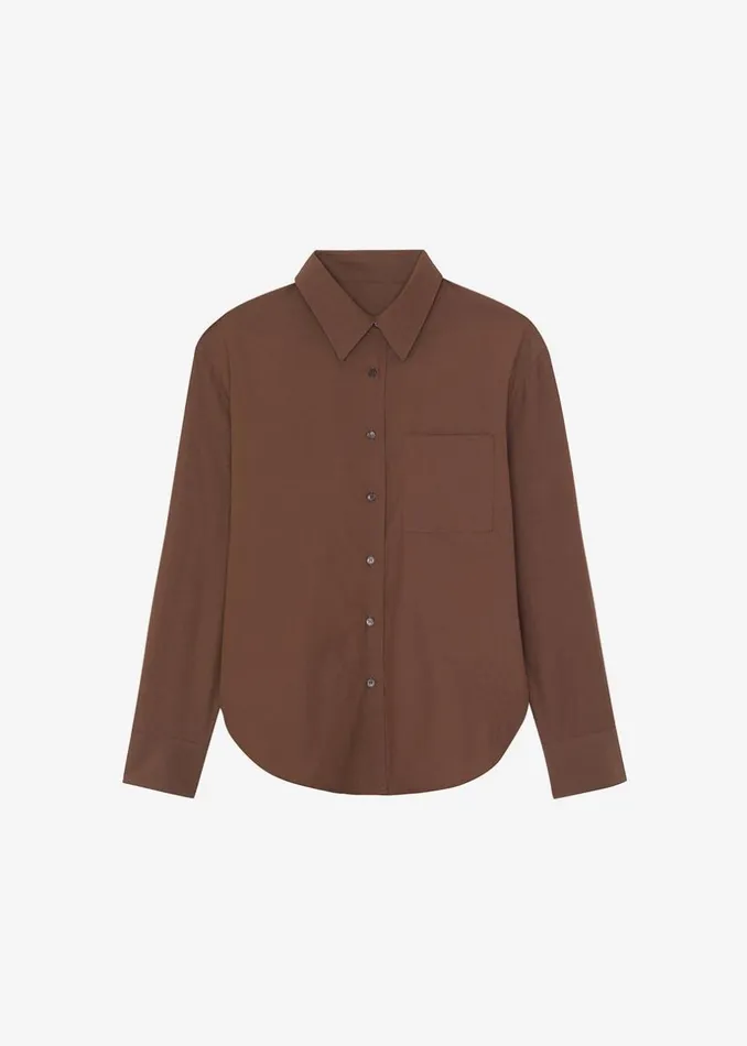 Women The Frankie Shop Tops Lui Organic Cotton Shirt Chocolate
