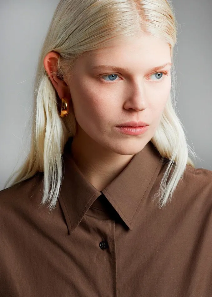 Women The Frankie Shop Tops Lui Organic Cotton Shirt Chocolate