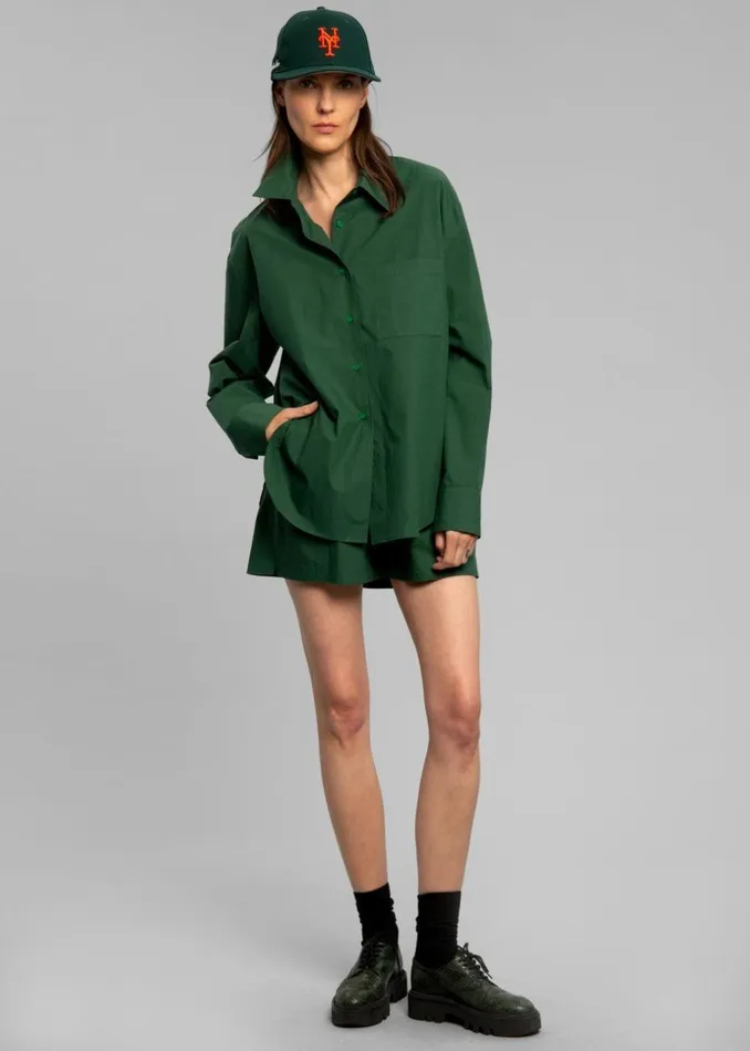 Women The Frankie Shop Tops Lui Organic Cotton Shirt Hunter Green
