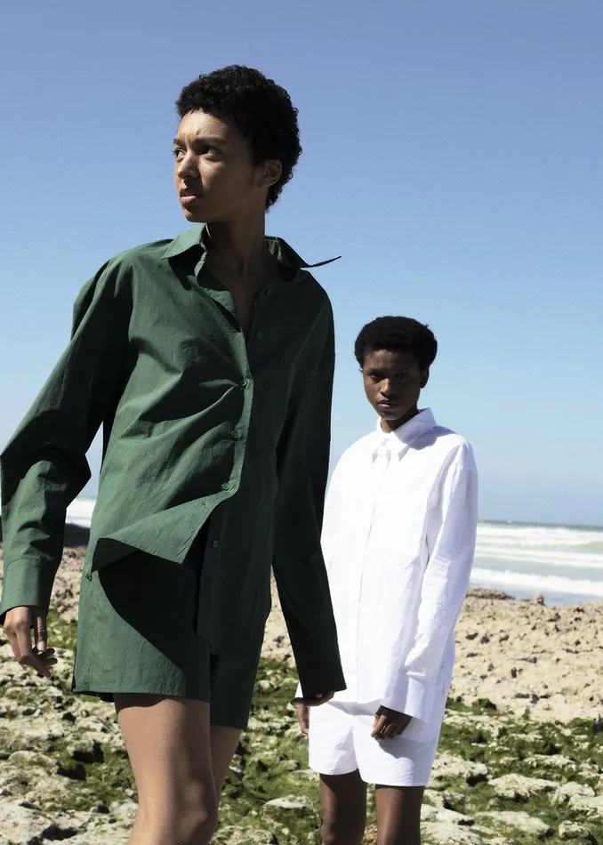 Women The Frankie Shop Tops Lui Organic Cotton Shirt Hunter Green