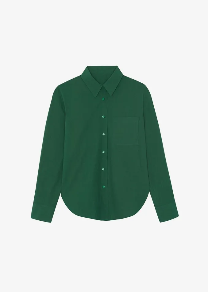 Women The Frankie Shop Tops Lui Organic Cotton Shirt Hunter Green