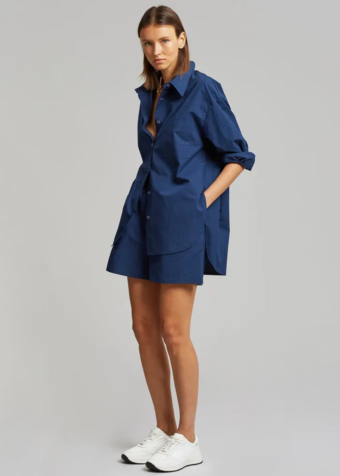 Women The Frankie Shop Tops Lui Organic Cotton Shirt Navy