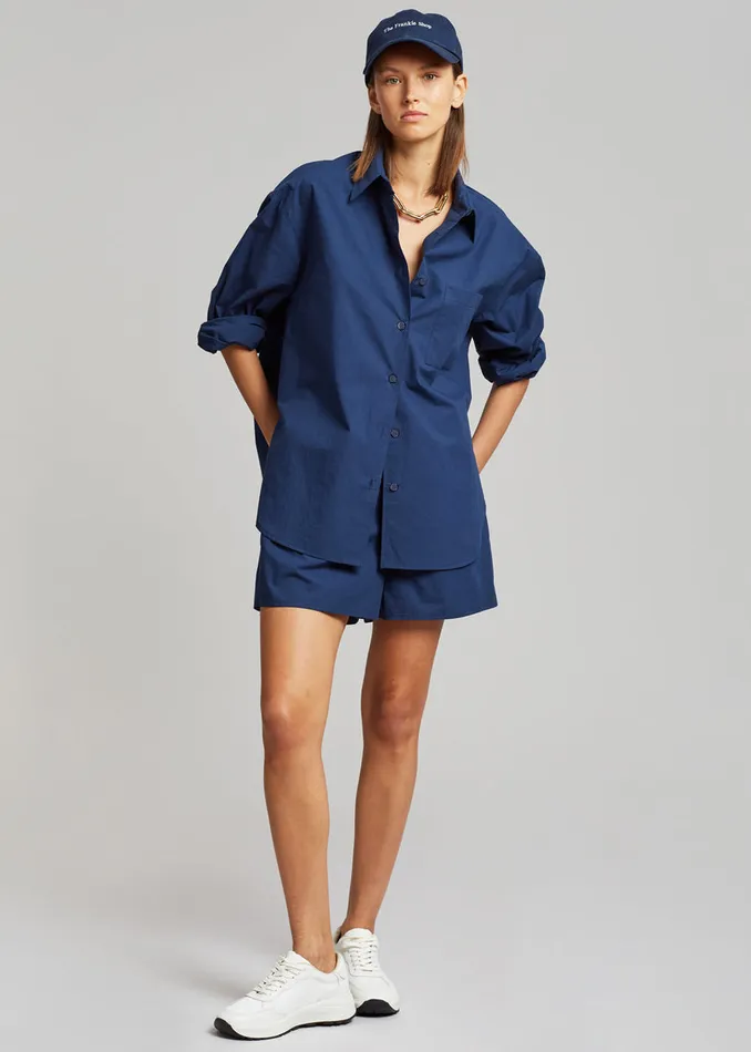 Women The Frankie Shop Tops Lui Organic Cotton Shirt Navy