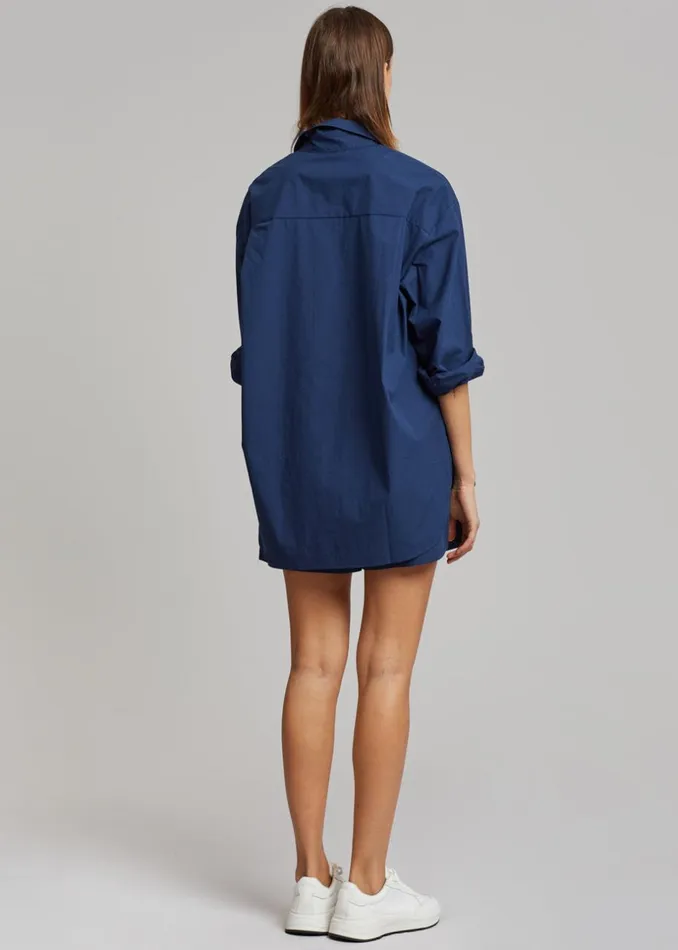 Women The Frankie Shop Tops Lui Organic Cotton Shirt Navy