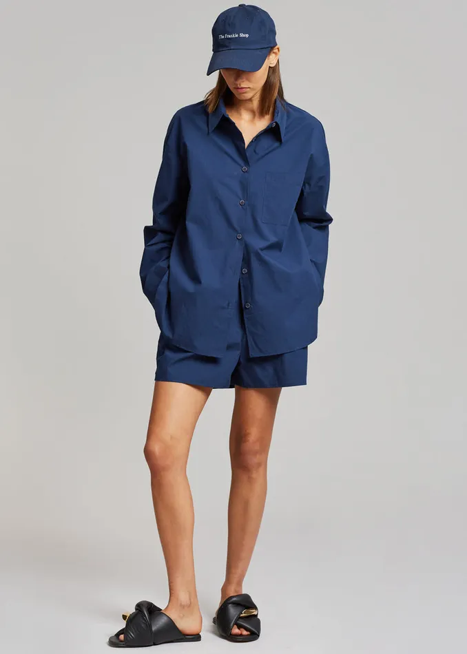 Women The Frankie Shop Tops Lui Organic Cotton Shirt Navy