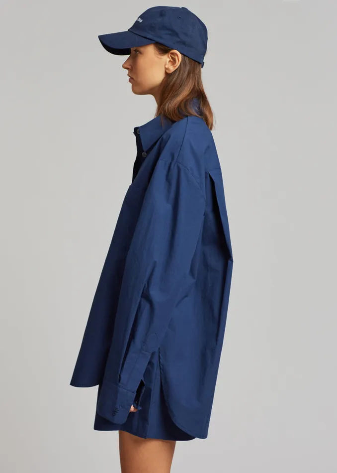 Women The Frankie Shop Tops Lui Organic Cotton Shirt Navy